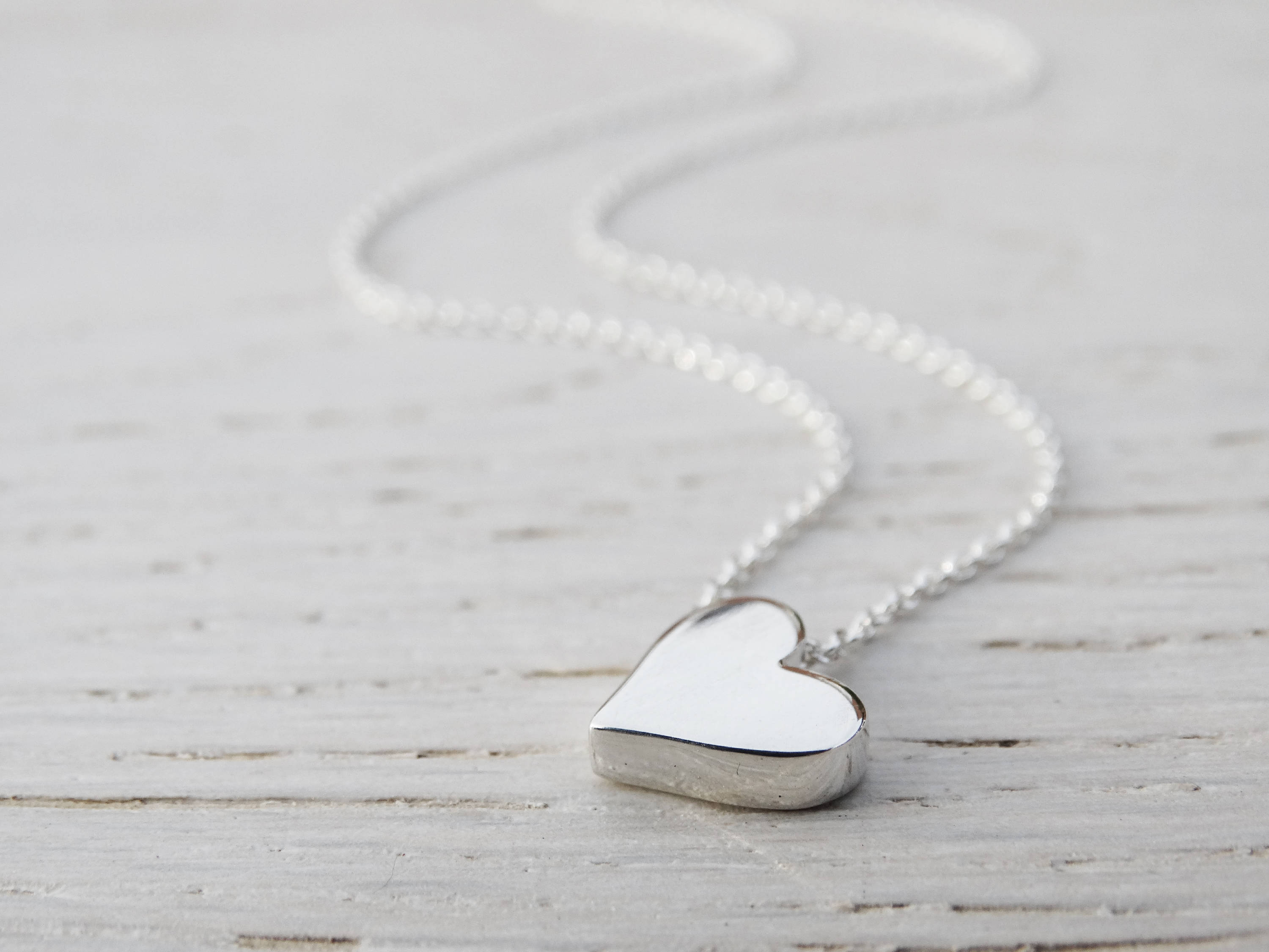 Silver Heart Necklace, Solid Sterling Silver