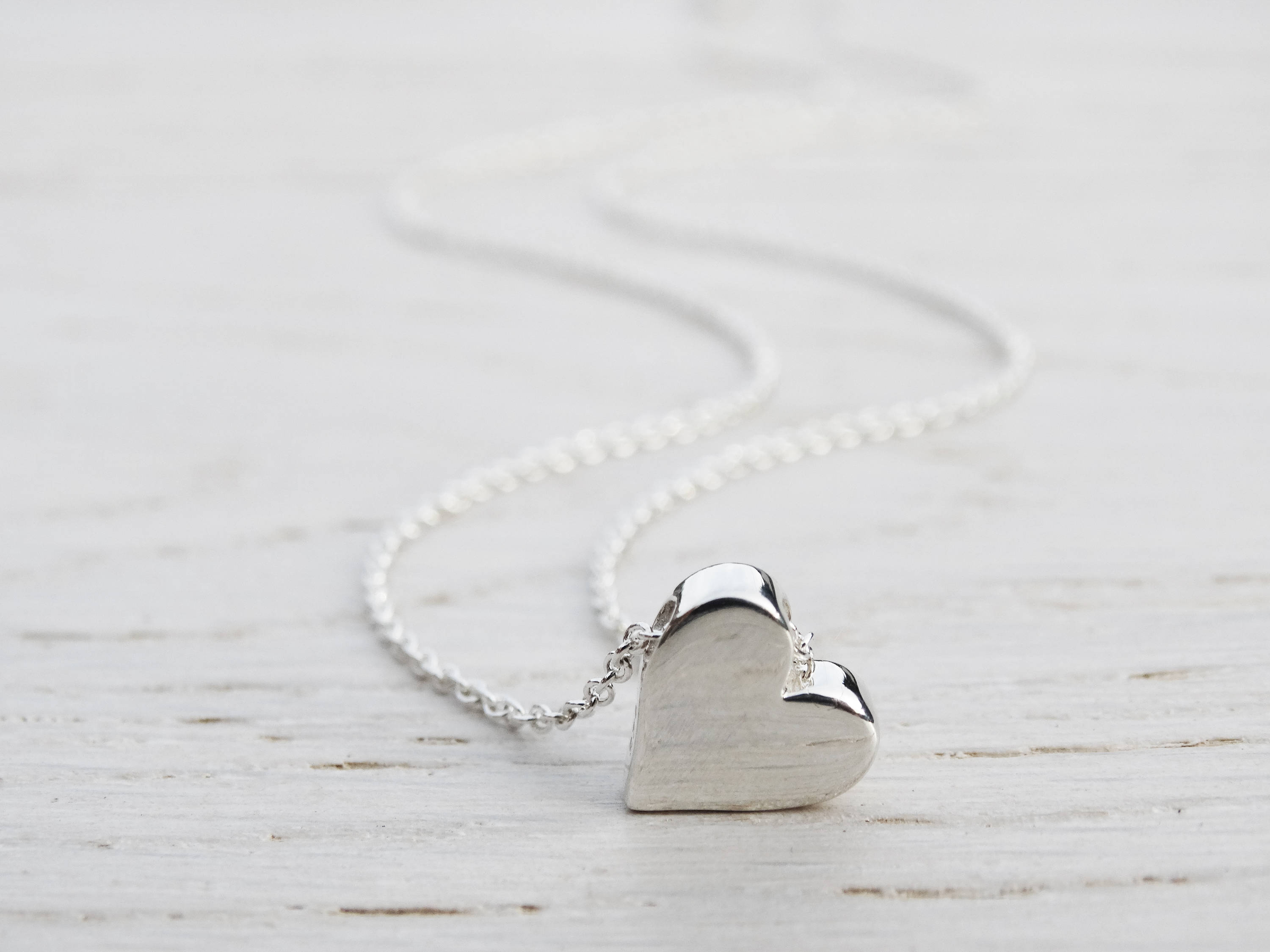 Silver Heart Necklace, Solid Sterling Silver