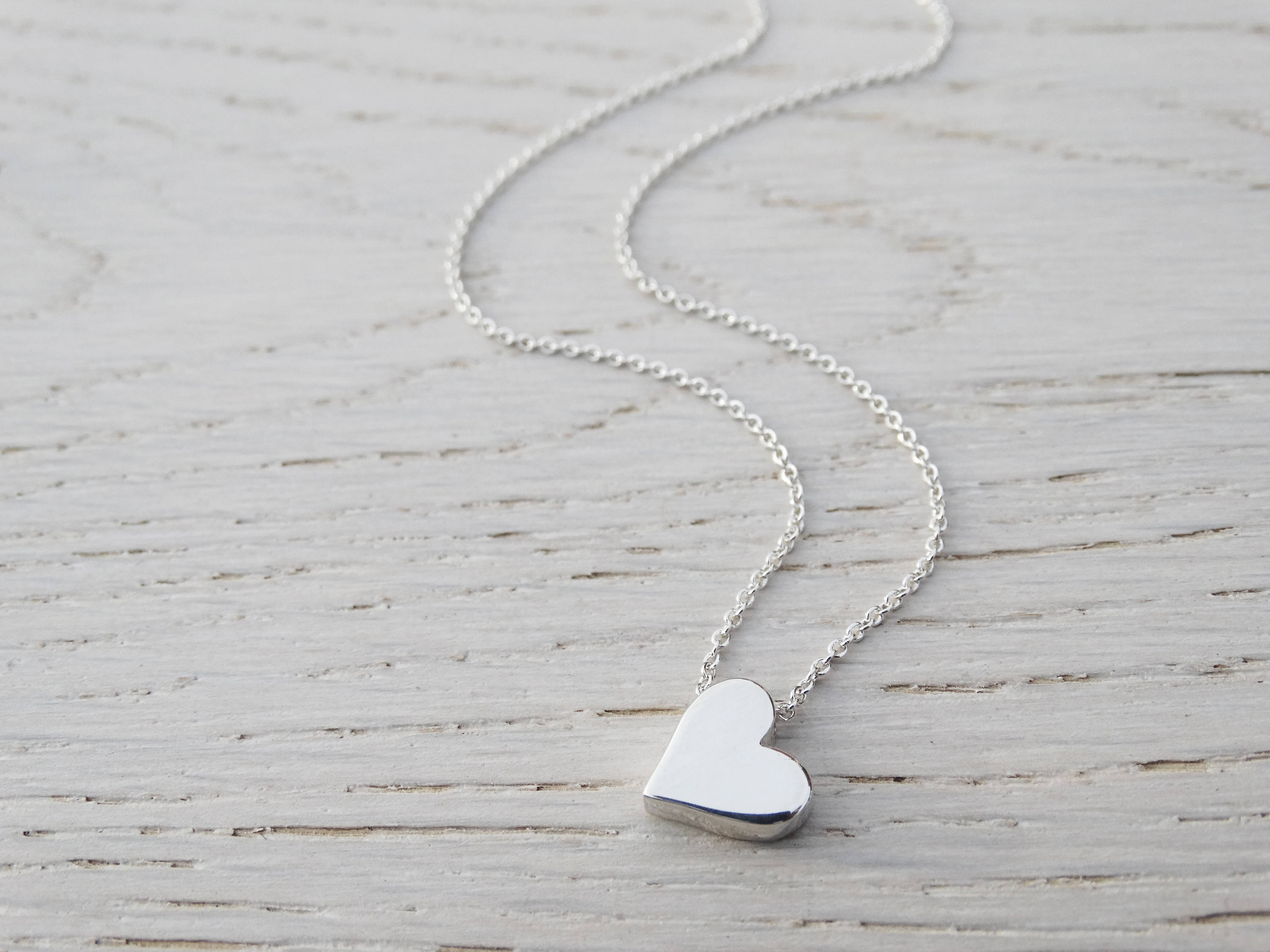 Silver Heart Necklace, Solid Sterling Silver