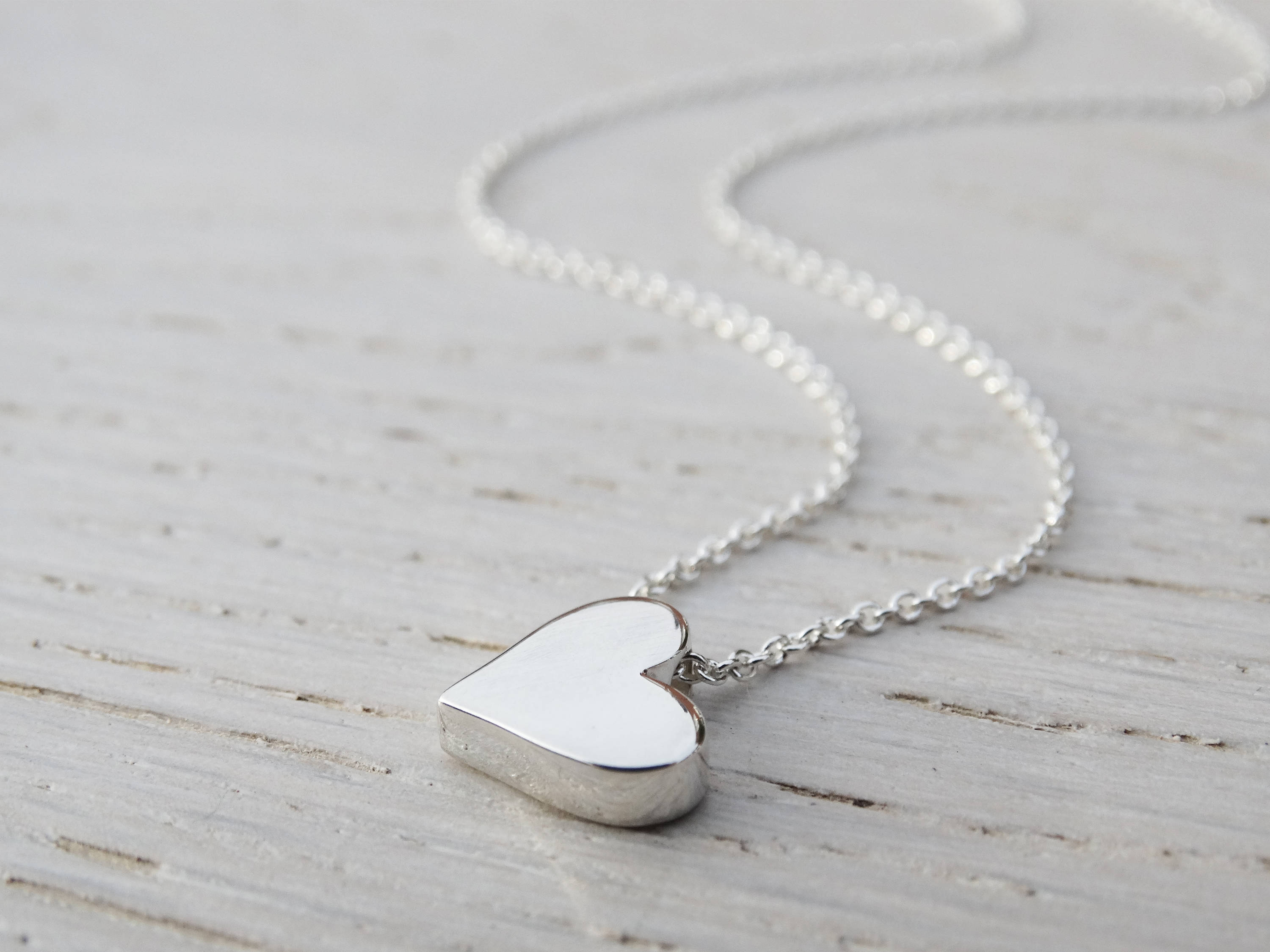 Silver Heart Necklace, Solid Sterling Silver