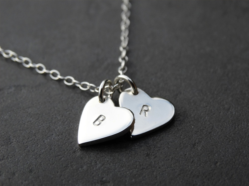 Silver Heart Necklace With Initial - Sterling Silver
