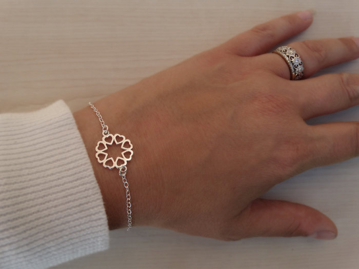 Silver Hearts &amp; Star Bracelet - Sterling Silver