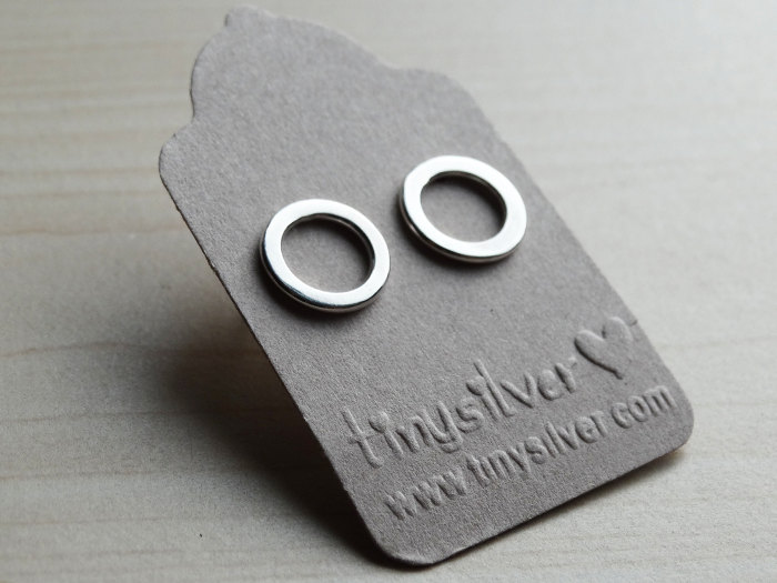 Silver Hoop Studs - Sterling Silver Circle Earrings