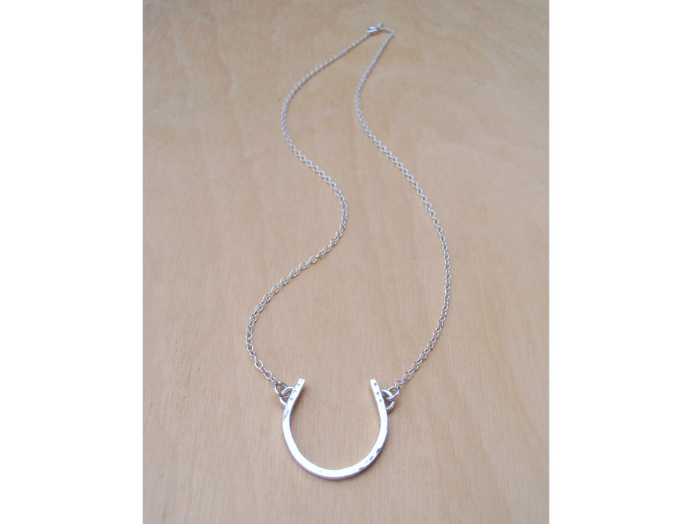 Silver Horseshoe Necklace - Good Luck Charm - Sterling Silver