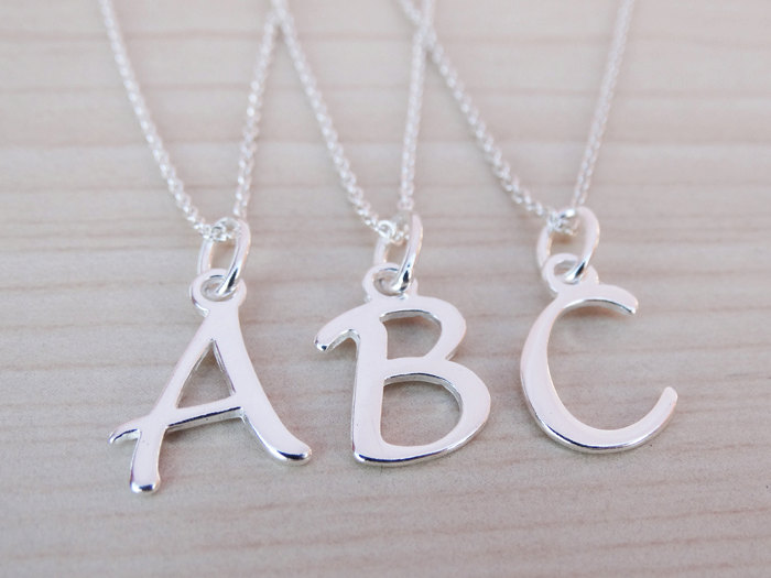 Silver Initial Necklace - Sterling Silver