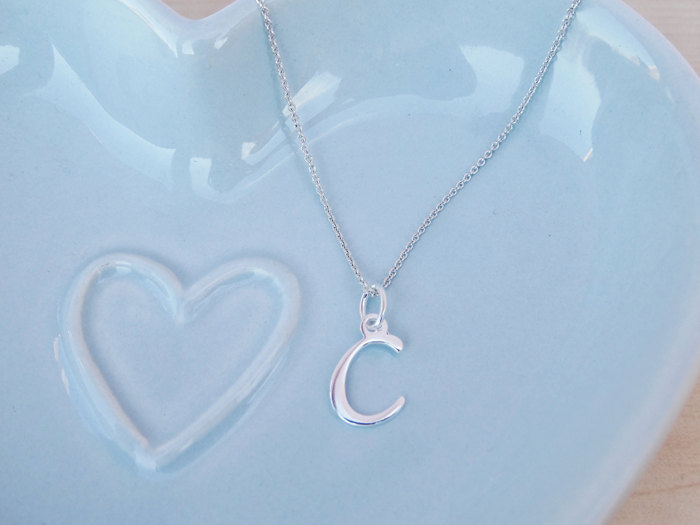 Silver Initial Necklace - Sterling Silver
