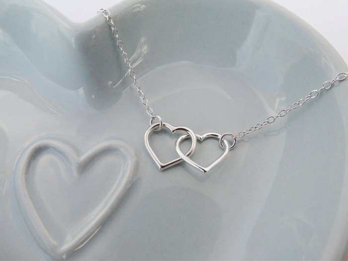 Silver Linked Hearts Necklace - Sterling Silver