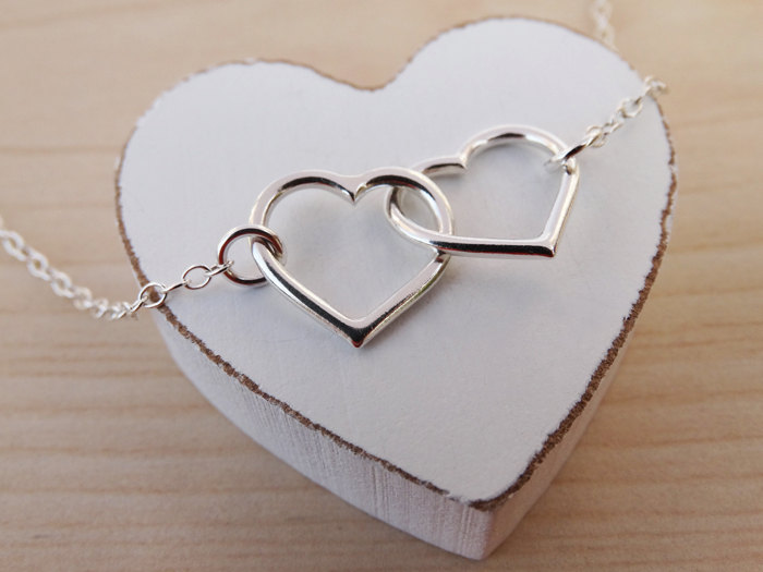 Silver Linked Hearts Necklace - Sterling Silver