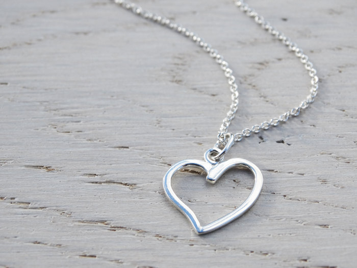 Silver Open Heart Necklace - Sterling Silver
