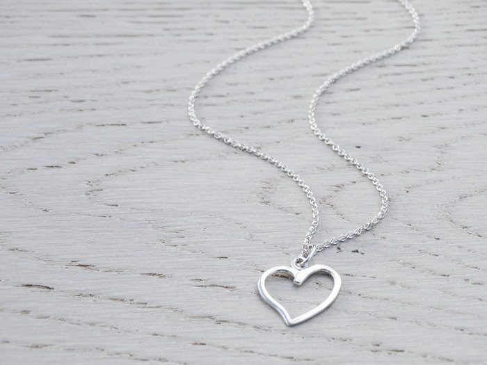 Silver Open Heart Necklace - Sterling Silver