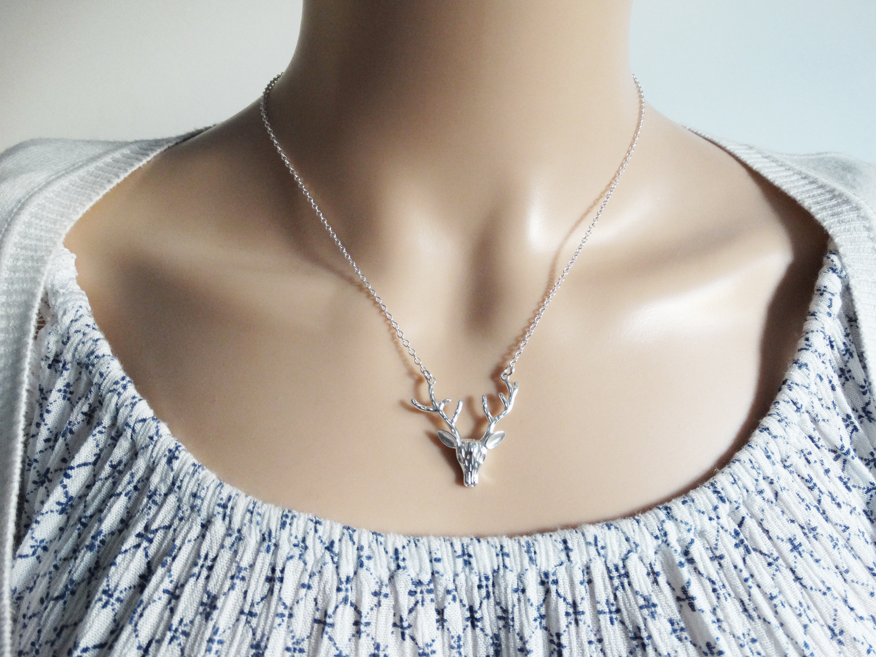 Silver Reindeer Necklace, Sterling Silver
