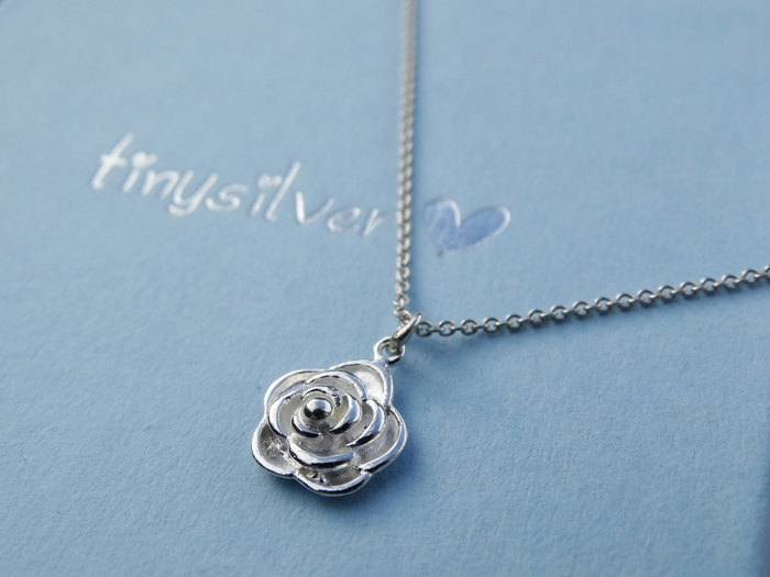 Silver Rose Necklace - Sterling Silver