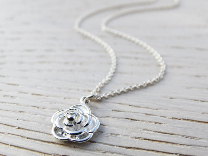 Silver Rose Necklace - Sterling Silver