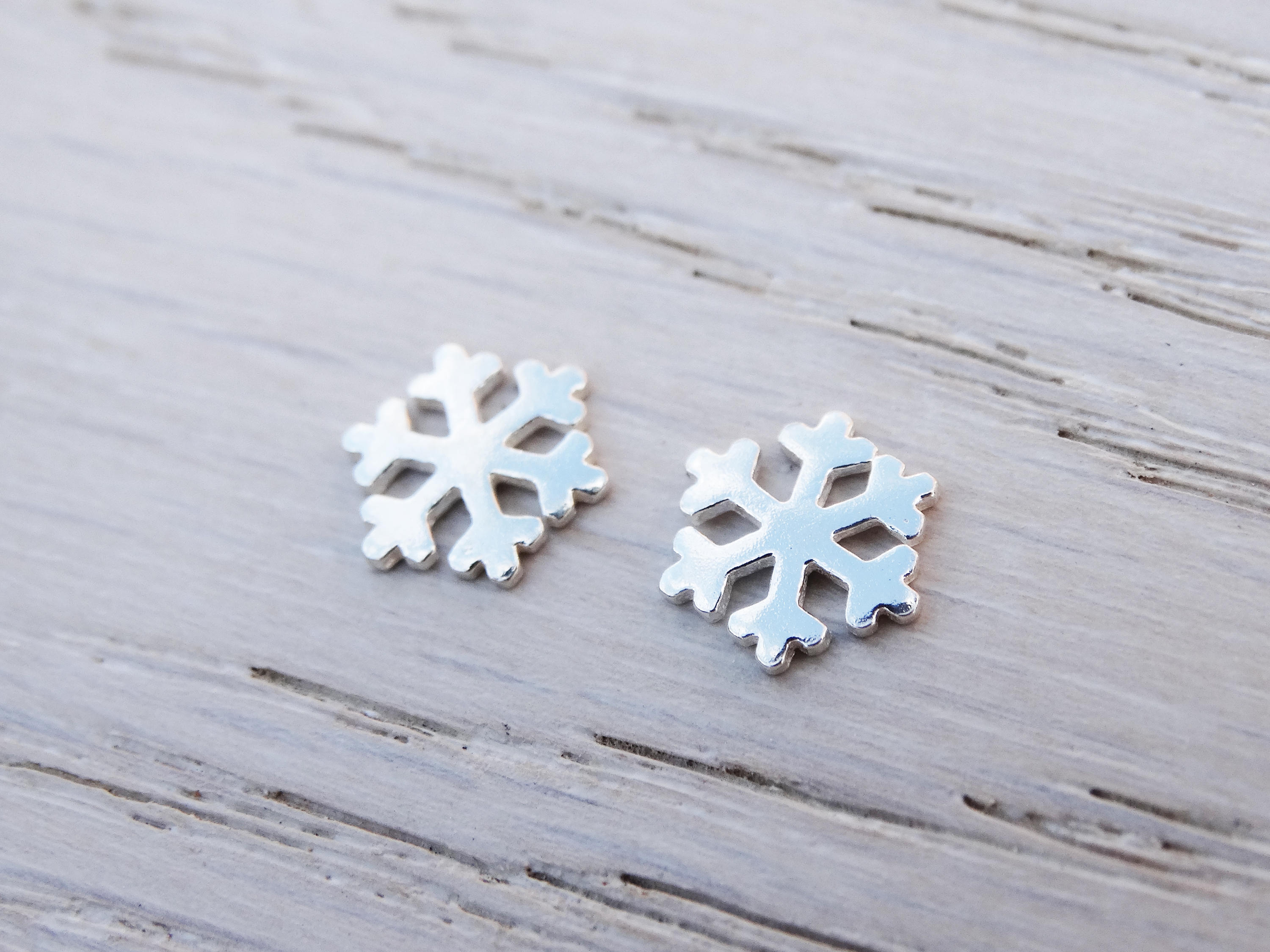 Silver Snowflake Stud Earrings, Sterling Silver