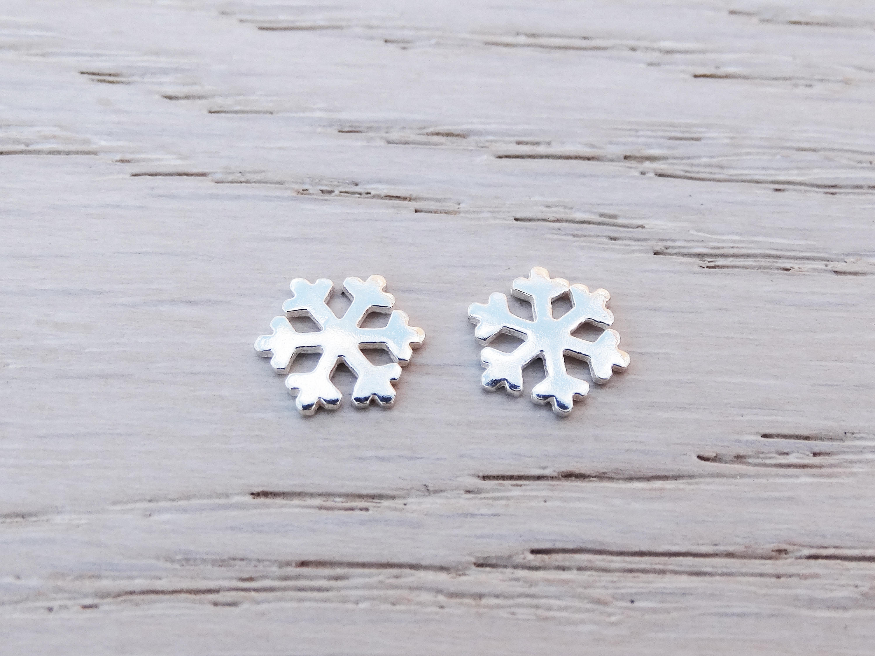 Silver Snowflake Stud Earrings, Sterling Silver