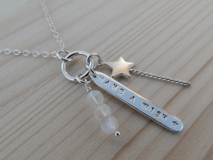 Silver Wand Necklace 'Make A Wish' - Sterling Silver