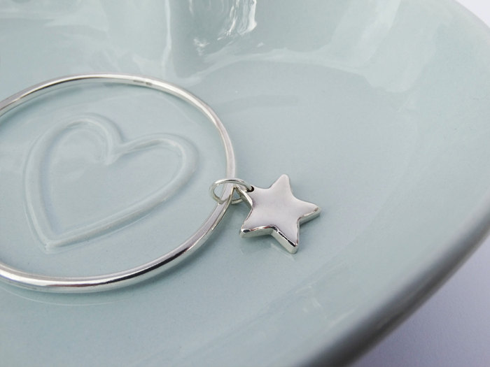 Solid Silver Bangle &amp; Star, Sterling Silver
