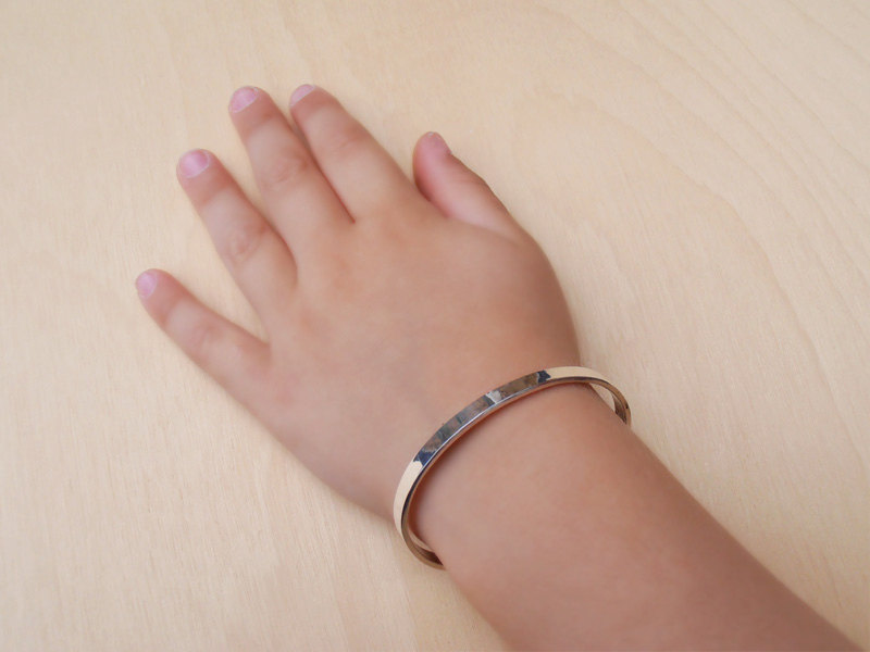 Sterling Silver Childrens Bangle - Christening Bracelet, Baptism Gift With Stamped Name