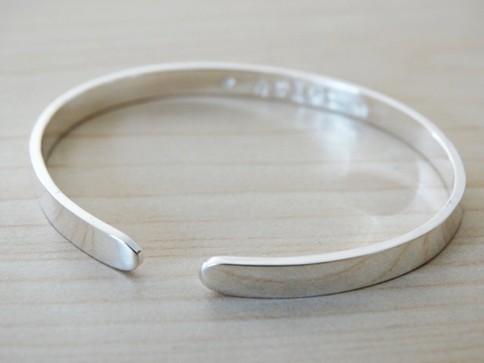 Sterling Silver Childrens Bangle - Christening Bracelet, Baptism Gift With Stamped Name