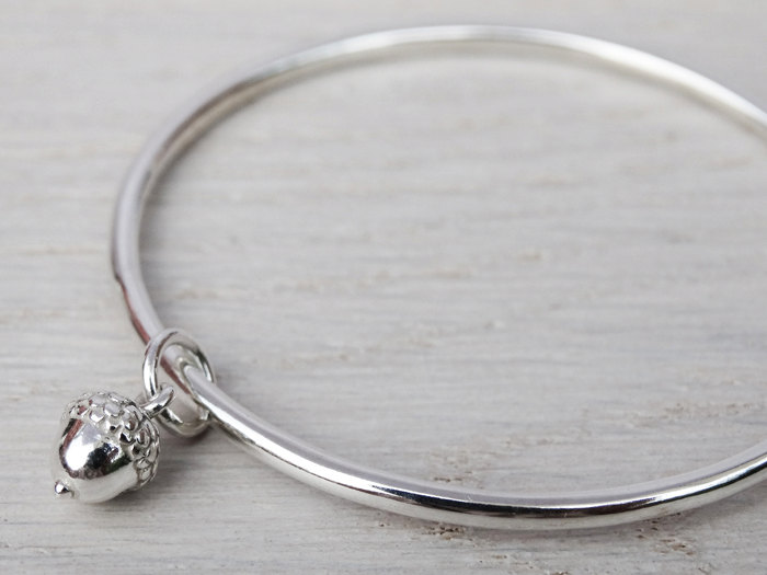 Sterling Silver Childrens Bracelet With Acorn
