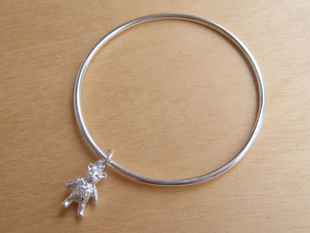 Sterling Silver Childrens Bracelet With Teddy Bear
