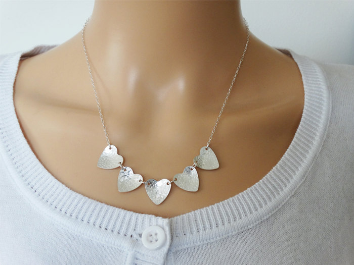Sterling Silver Heart Bunting Necklace