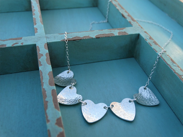 Sterling Silver Heart Bunting Necklace