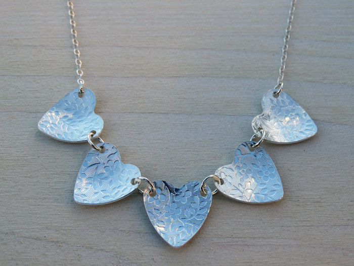 Sterling Silver Heart Bunting Necklace