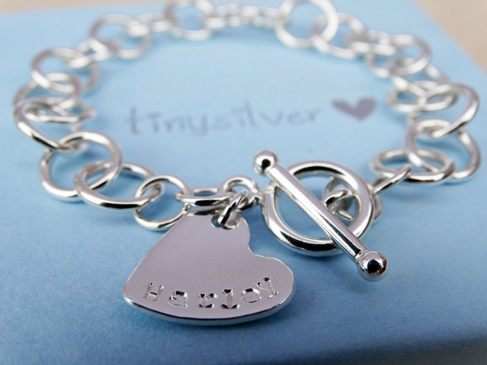 Sterling Silver Link Bracelet With Heart