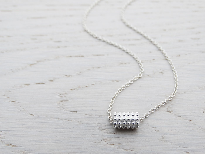 Textured Silver Bead Necklace - Sterling Silver