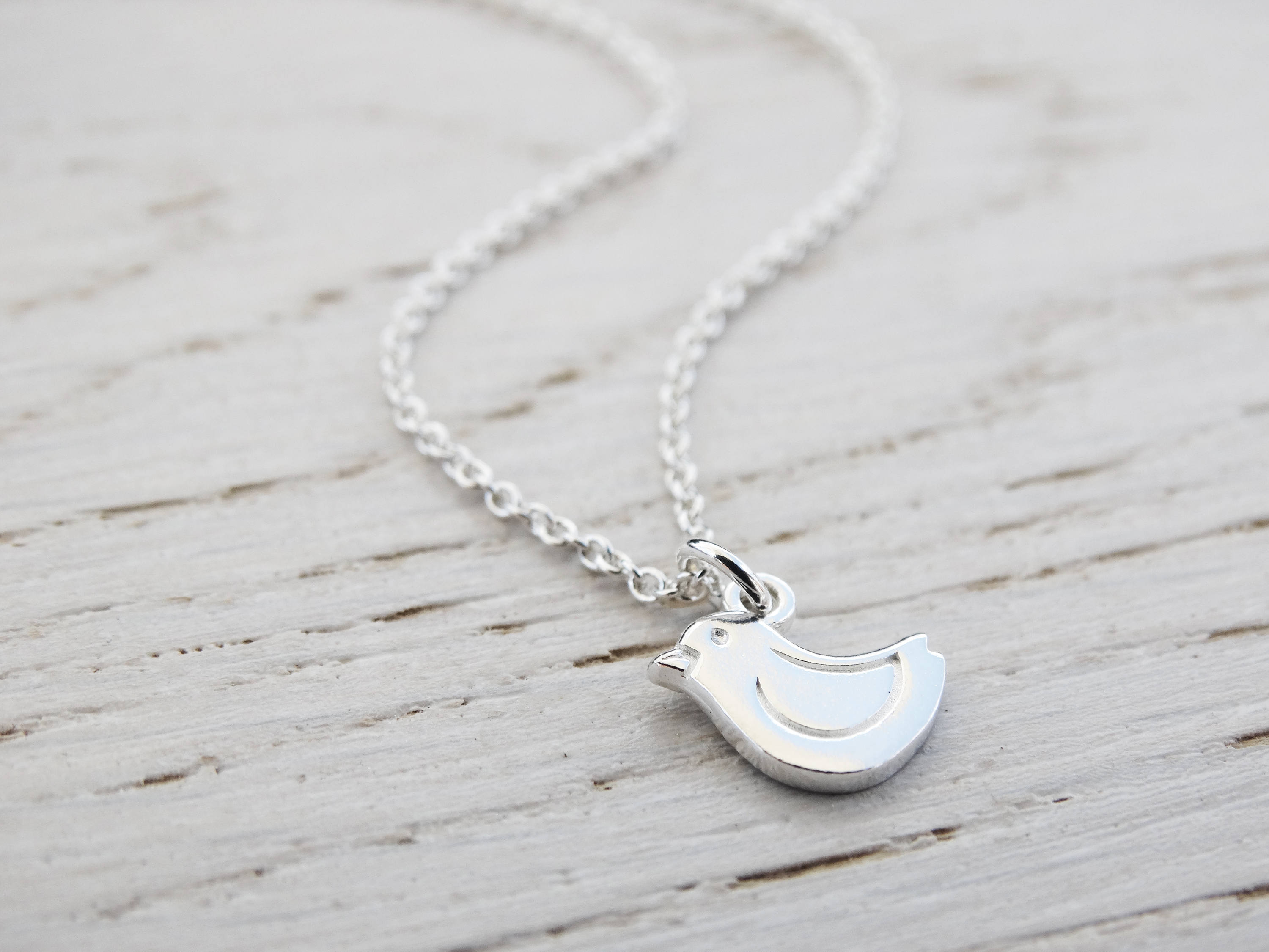 Tiny Bird Necklace, Childrens Jewellery, Sterling Silver