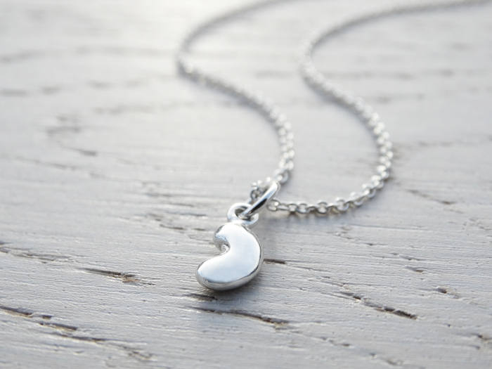 Tiny Silver Bean Necklace - Sterling Silver