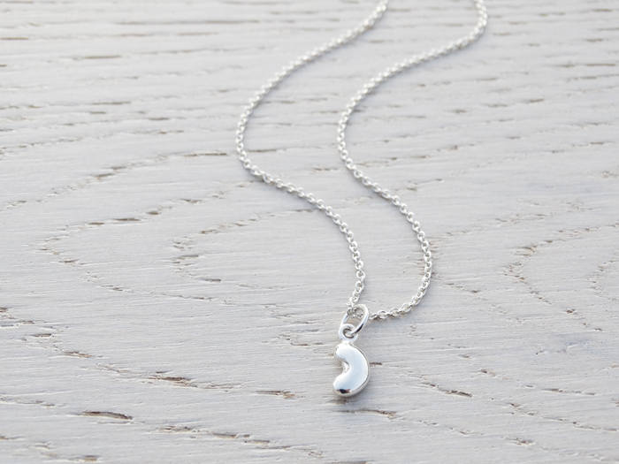 Tiny Silver Bean Necklace - Sterling Silver