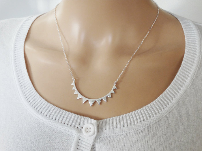 Tiny Silver Bunting Necklace - Sterling Silver