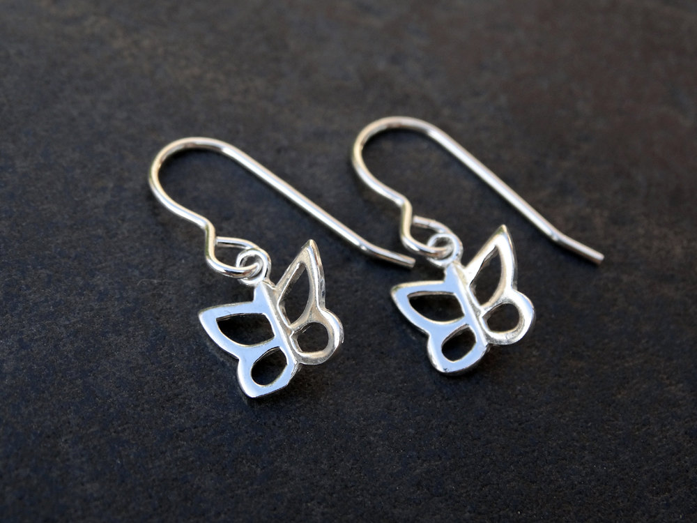 Tiny Silver Butterfly Earrings - Sterling Silver