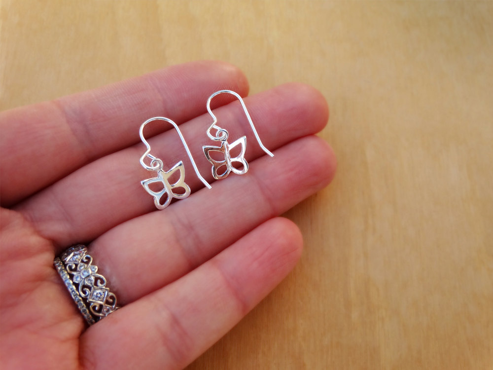 Tiny Silver Butterfly Earrings - Sterling Silver
