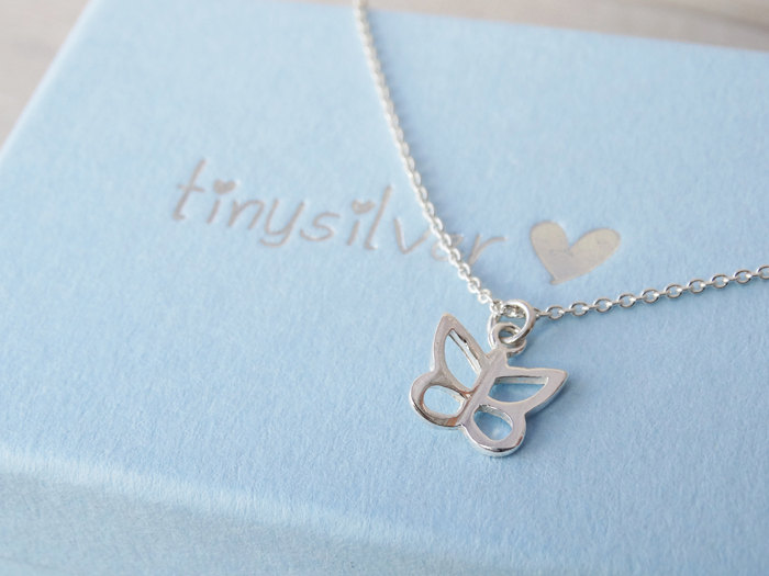 Tiny Silver Butterfly Necklace - Childrens Jewellery - Sterling Silver