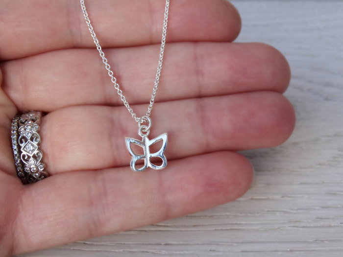 Tiny Silver Butterfly Necklace - Childrens Jewellery - Sterling Silver