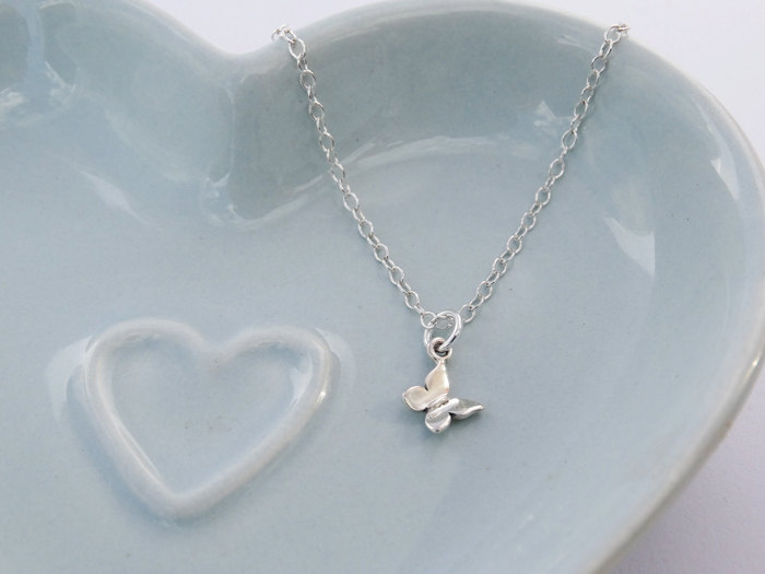 Tiny Silver Butterfly Necklace - Sterling Silver