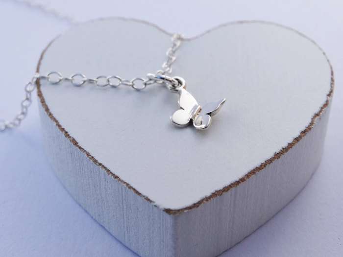 Tiny Silver Butterfly Necklace - Sterling Silver