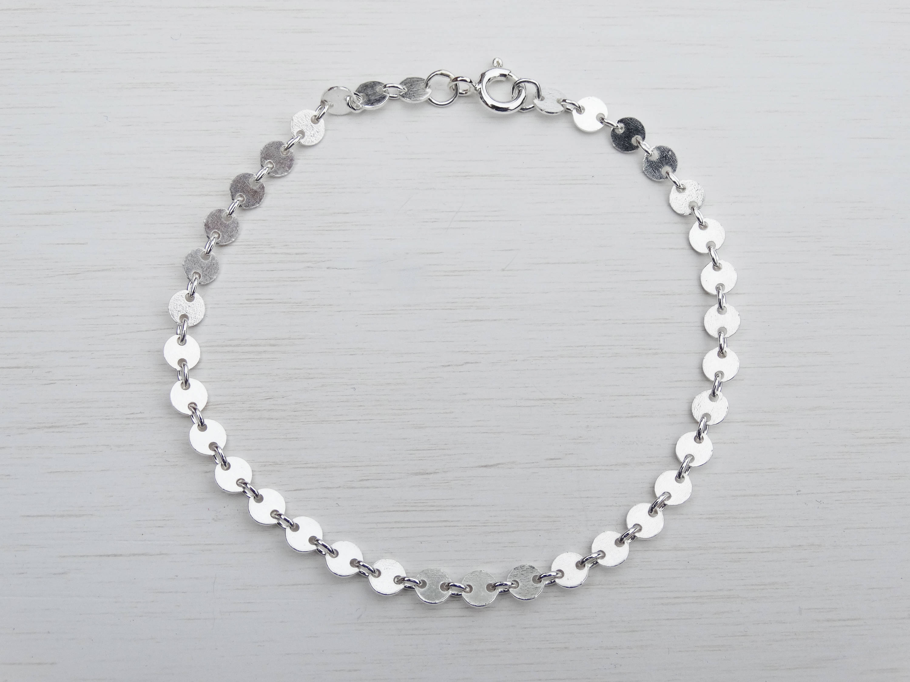 Tiny Silver Discs Bracelet, Sterling Silver
