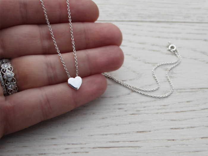 Tiny Silver Heart Necklace - Sterling Silver