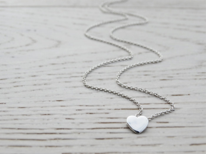 Tiny Silver Heart Necklace - Sterling Silver