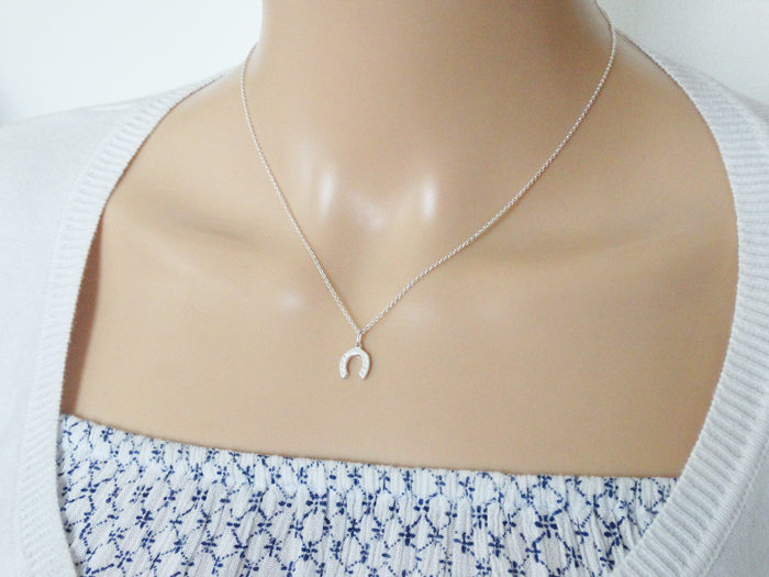 Tiny Silver Horseshoe Necklace - Good Luck Charm - Sterling Silver