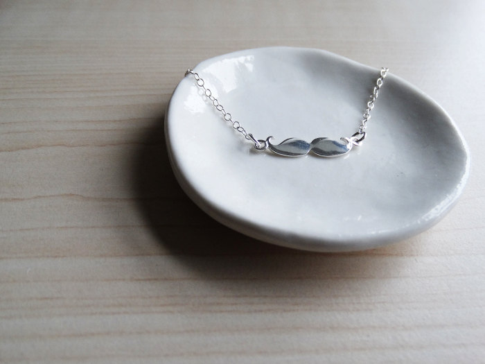 Tiny Silver Moustache Necklace - Sterling Silver