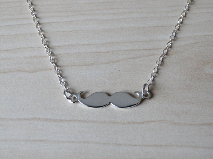 Tiny Silver Moustache Necklace - Sterling Silver