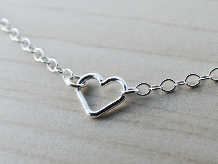 Tiny Silver Open Heart Necklace - Sterling Silver