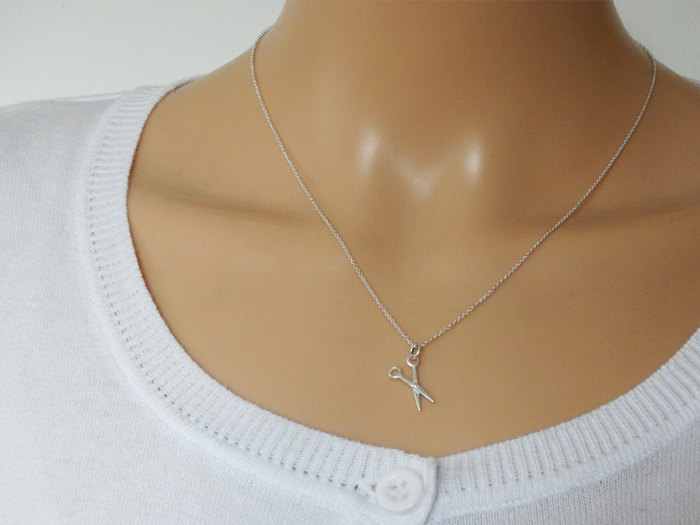 Tiny Silver Scissors Necklace - Sterling Silver