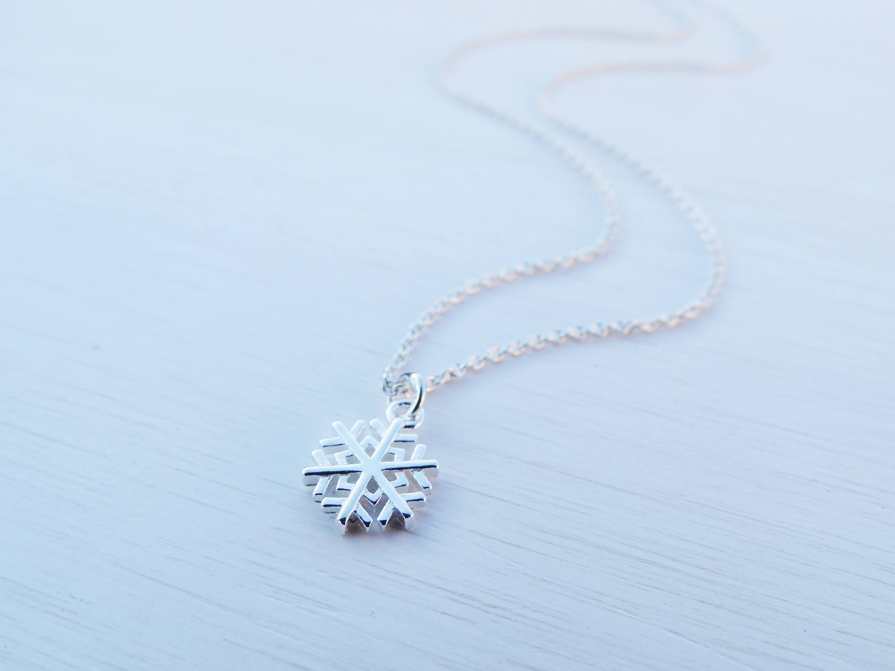 Tiny Silver Snowflake Necklace, Sterling Silver