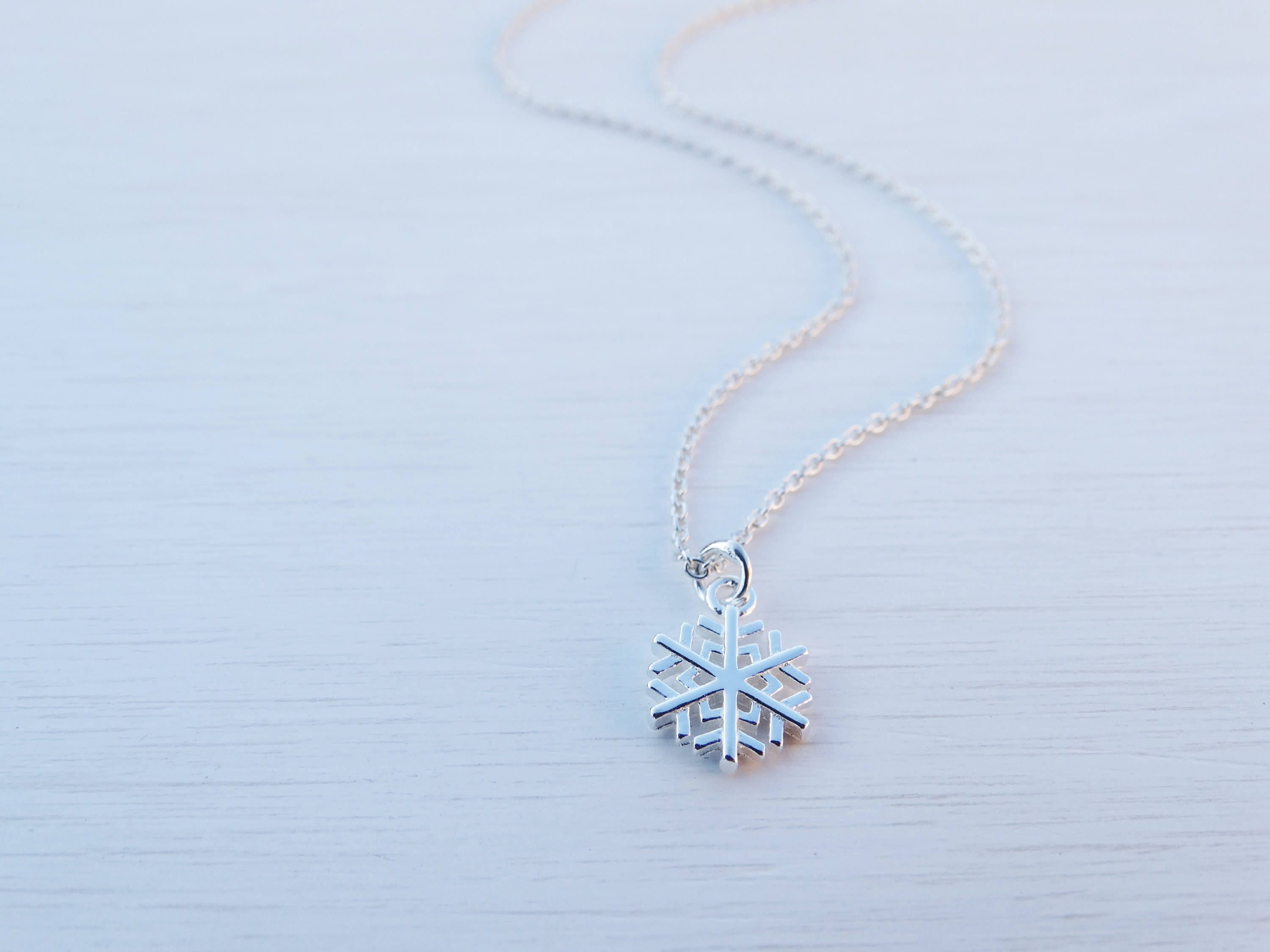 Tiny Silver Snowflake Necklace, Sterling Silver
